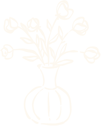 Hand-drawn flowers in a vase